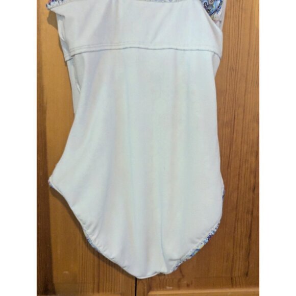 Bal Barbour Womens‎ Swimsuit 14 One Piece V Neck, Blue & White Geometric - Picture 16 of 16
